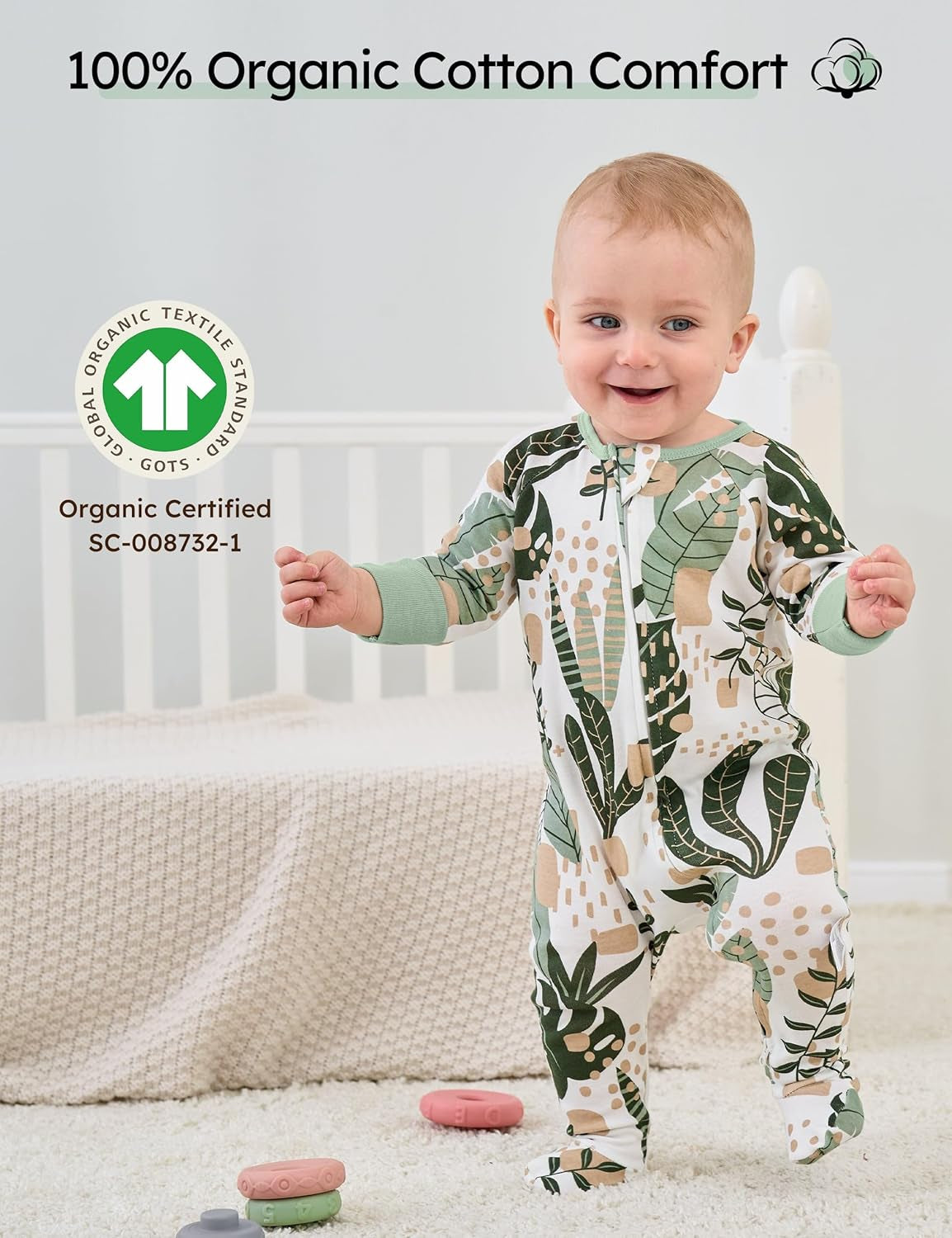 Baby Pajamas 100% Organic Cotton Baby Sleepers for Newborn 0-3 3-6 6-9 Months Boys Girl Clothes 3Pcs Footed Pjs