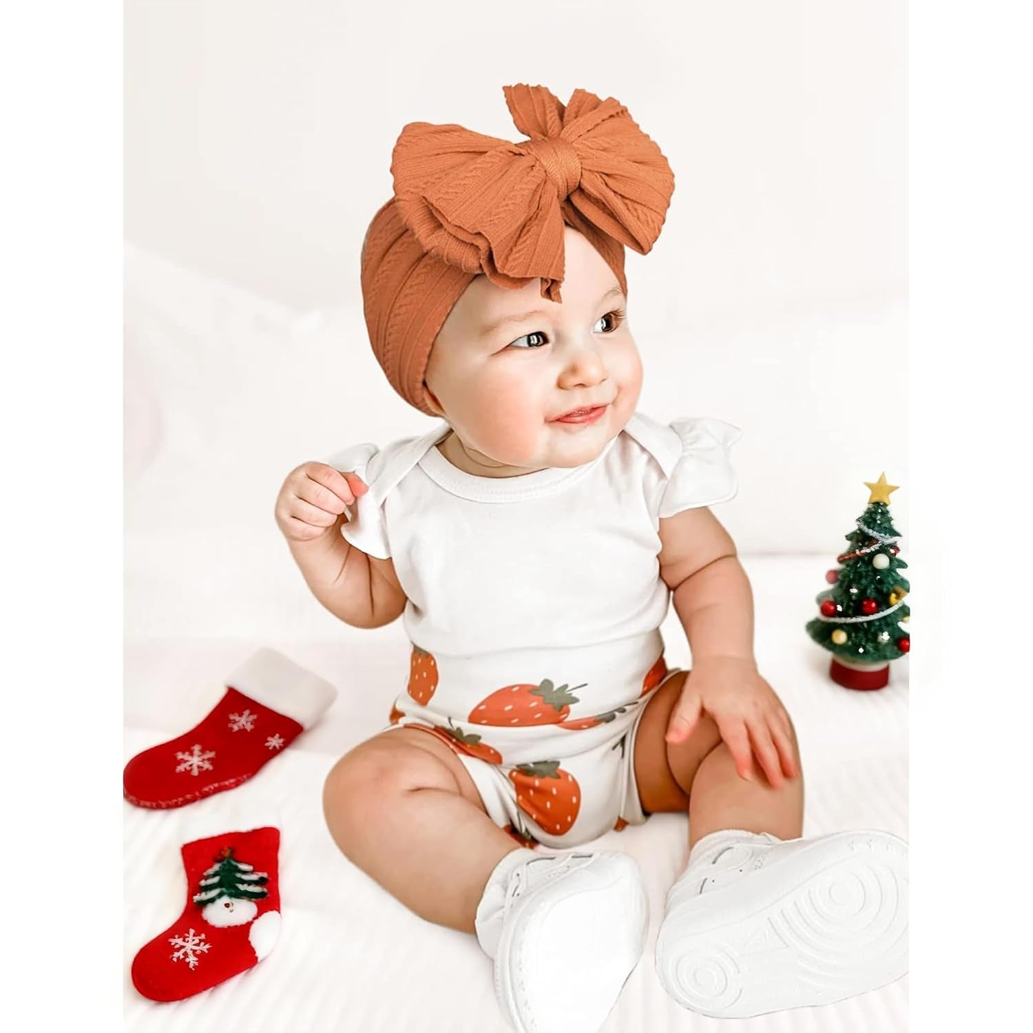 Handmade Baby Headbands Soft Stretchy Nylon Hair Bands with Bows for Newborn Infant Baby Toddler Girls- Pack of 6