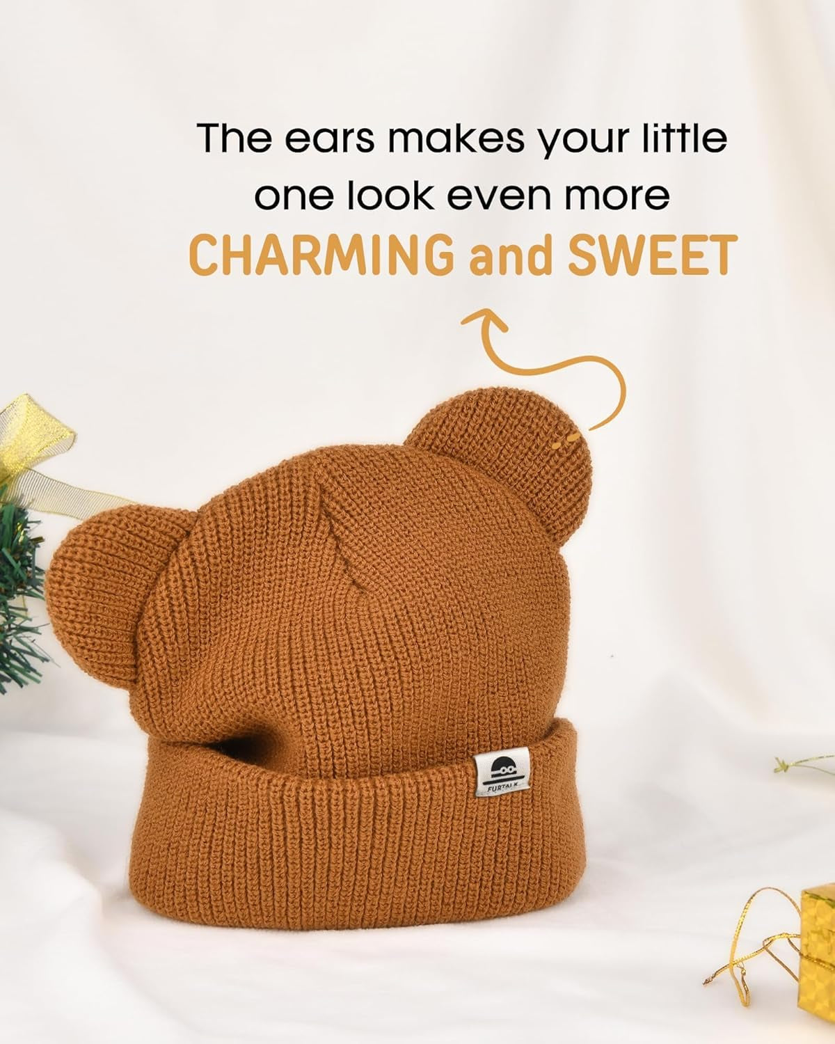 Baby Beanie Winter Hat with Bear Ear for Infant Toddler Boys Girls Soft Knitted Skull Cap