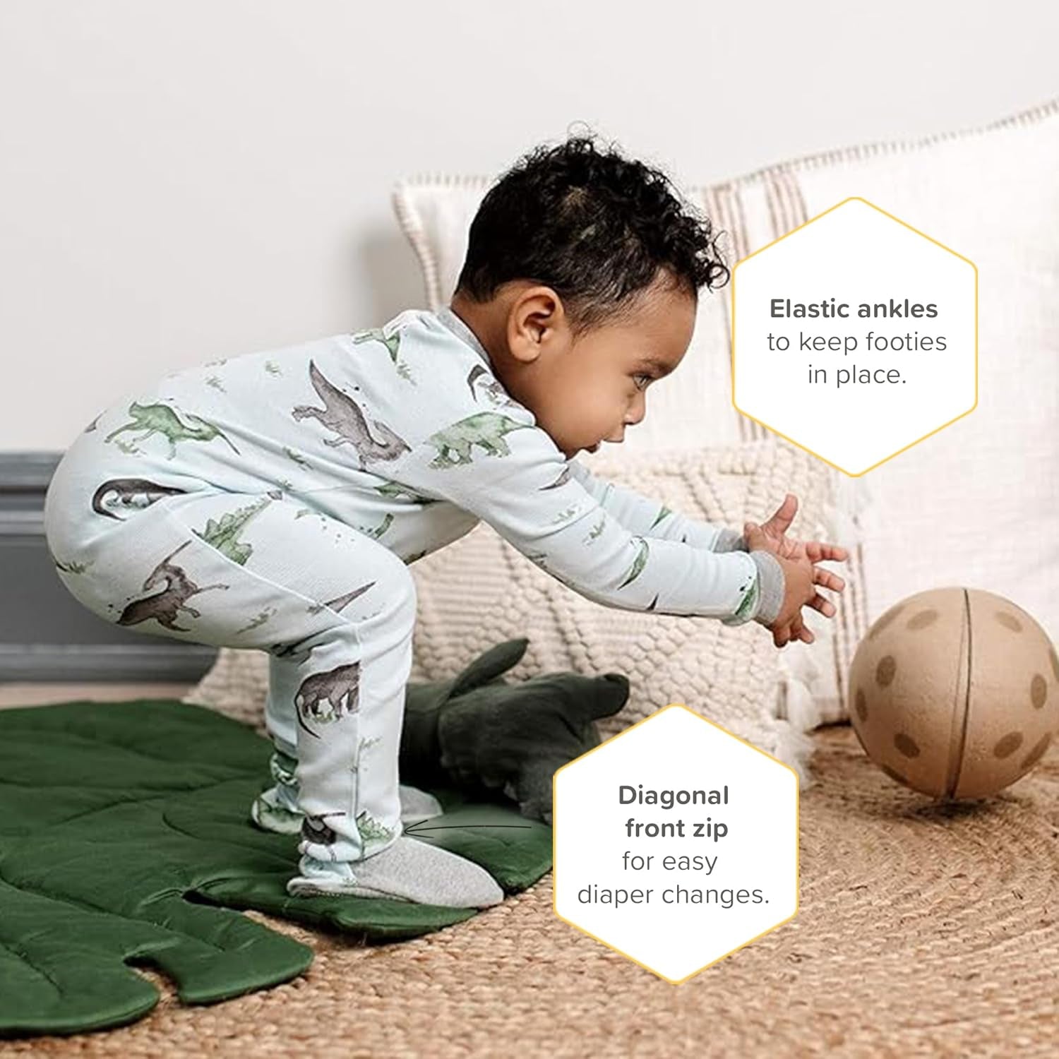 Baby-Boys Sleeper Pjs, 100% Organic Cotton, One-Piece Footie, Zip up Jumpsuit, Snug Fit Pajamas