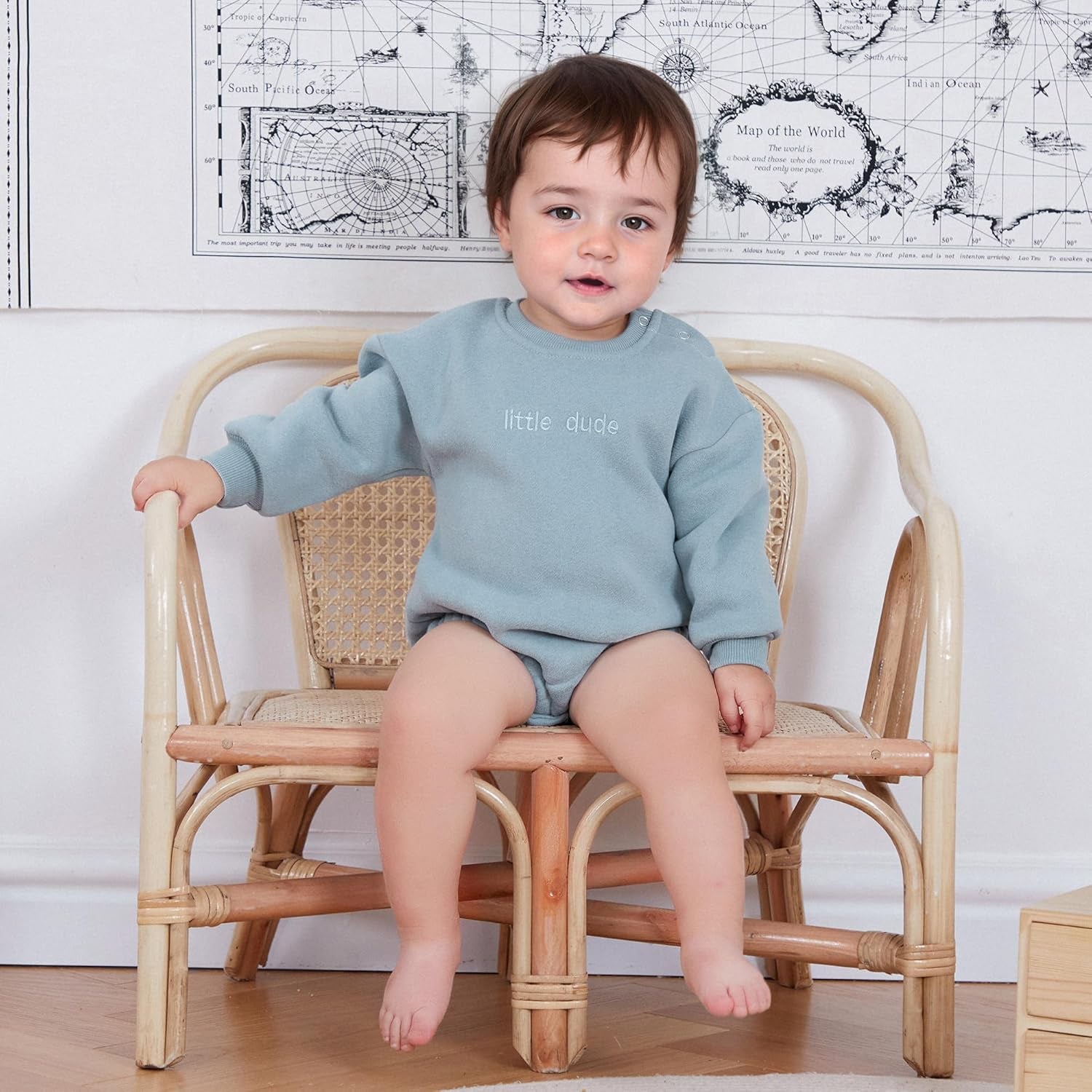 Newborn Infant Baby Boy Girls Oversized Romper Little Dude Sweater Onesie Coming Home Outfit Neutral Clothes