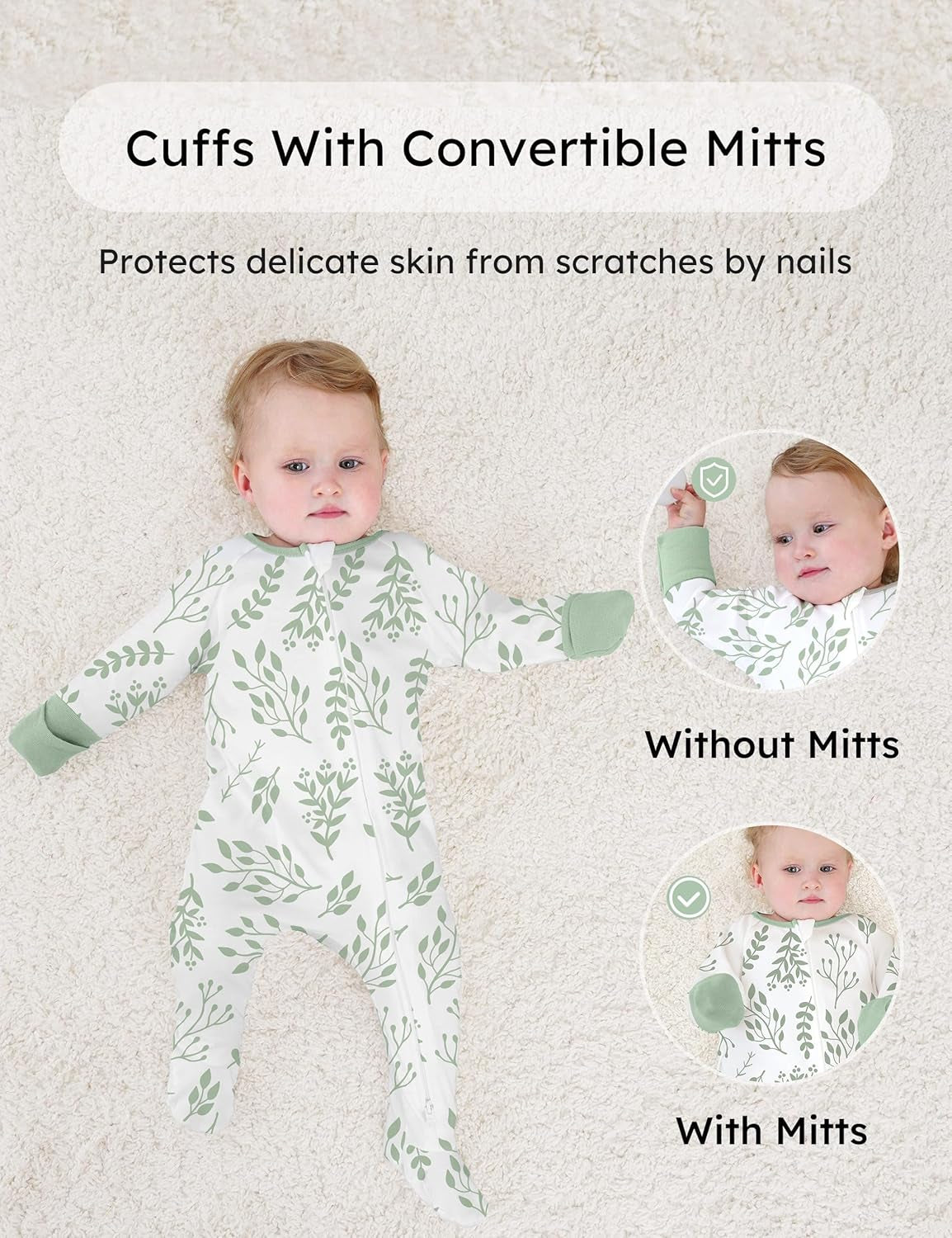 Baby Pajamas 100% Organic Cotton Baby Sleepers for Newborn 0-3 3-6 6-9 Months Boys Girl Clothes 3Pcs Footed Pjs