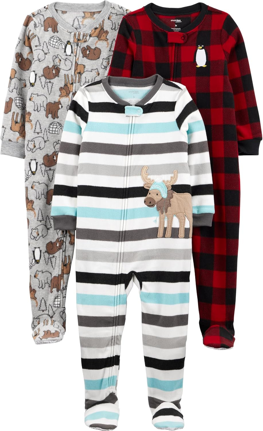 Baby-Boys Loose-Fit Flame Resistant Fleece Footed Pajamas
