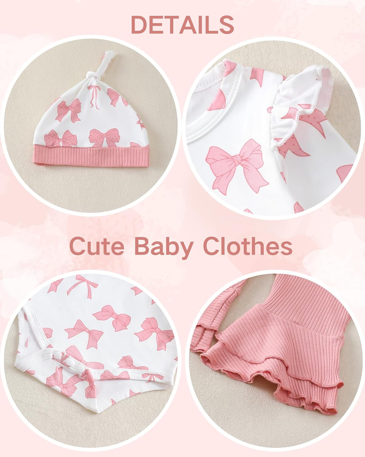 Preemie Newborn Baby Girl Clothes Infant Romper Fall Winter Outfits Gifts for Girls Cute Bell Bottoms Pant Sets