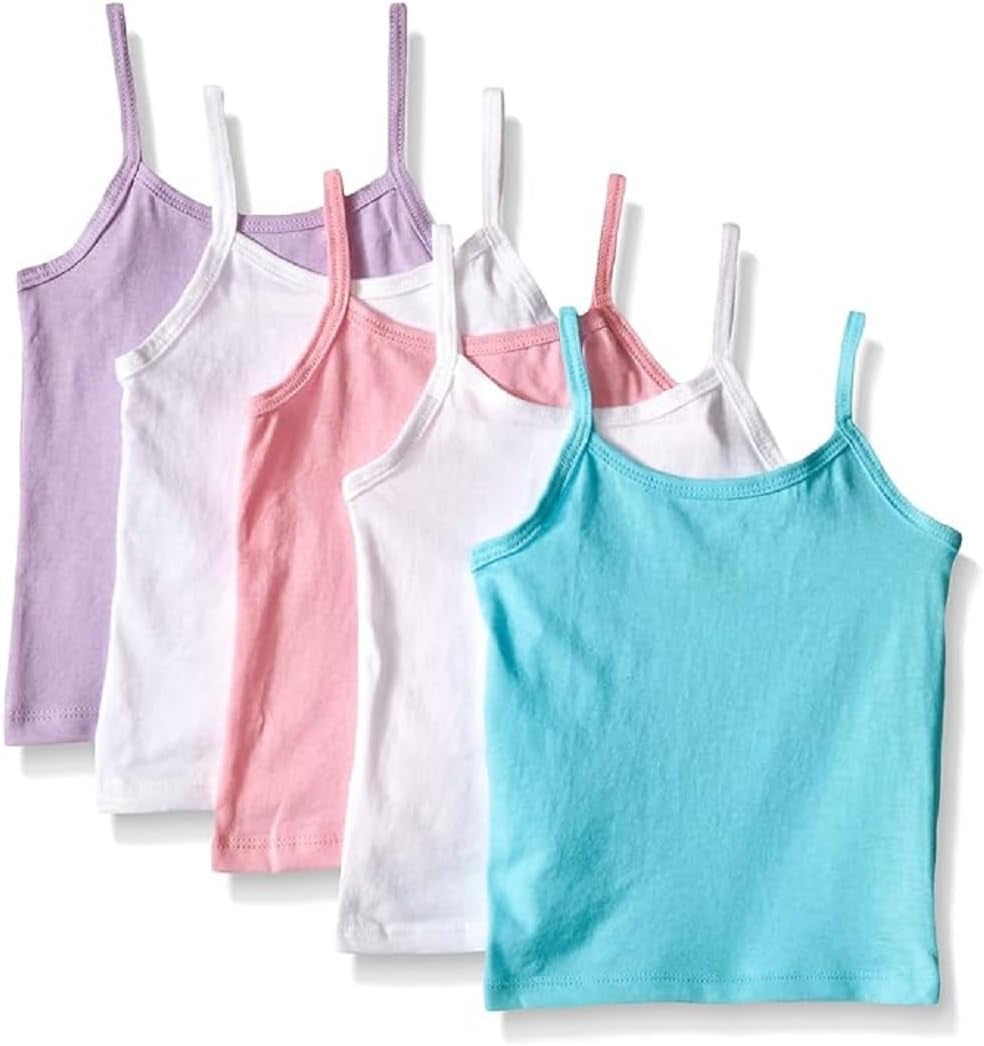 Girls' Camisole, 100% Cotton Tagless Cami, Toddler Sizing, Multiple Packs & Colors Available