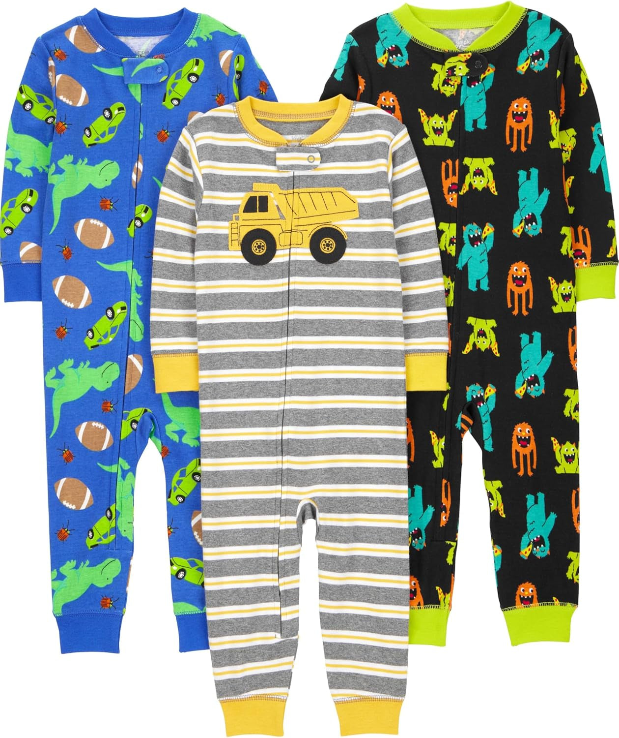 Baby-Boys 3-Pack Snug Fit Footless Cotton Pajamas