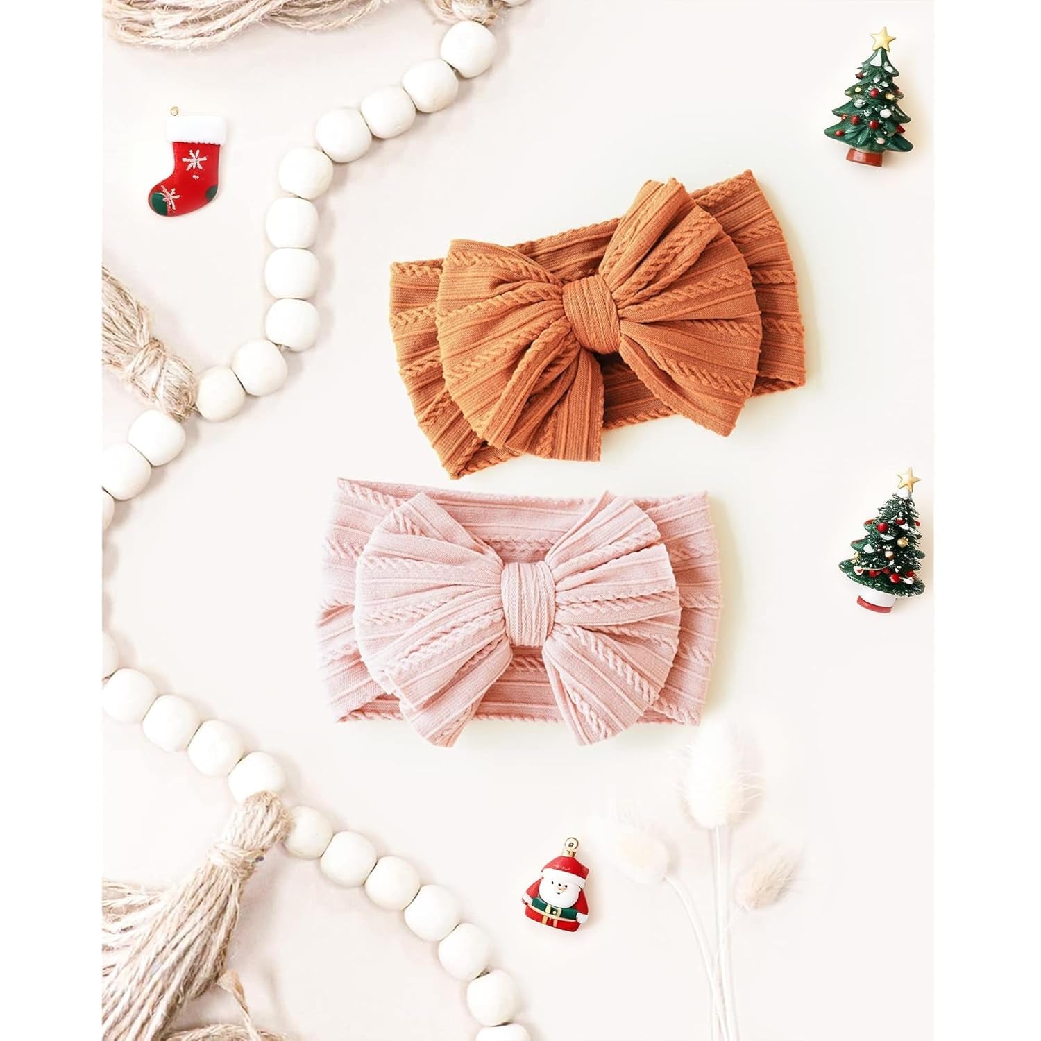 Handmade Baby Headbands Soft Stretchy Nylon Hair Bands with Bows for Newborn Infant Baby Toddler Girls- Pack of 6