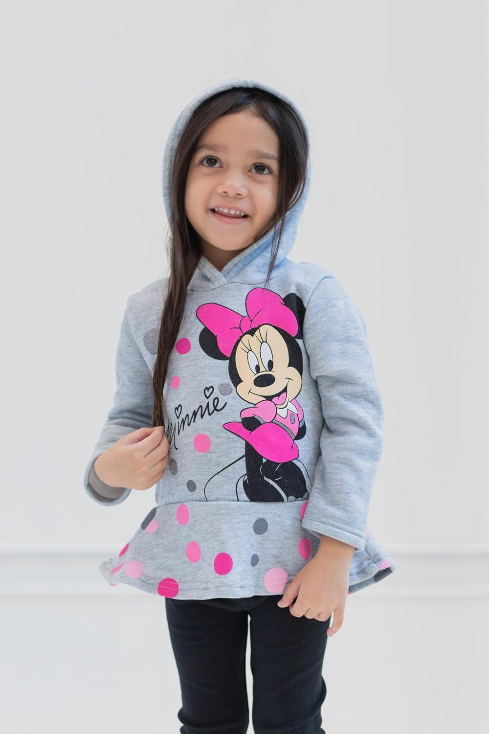 Minnie Mouse Fleece Pullover Crossover Hoodie and Leggings Outfit Set Infant to Big Kid Sizes (12 Months - 14-16)