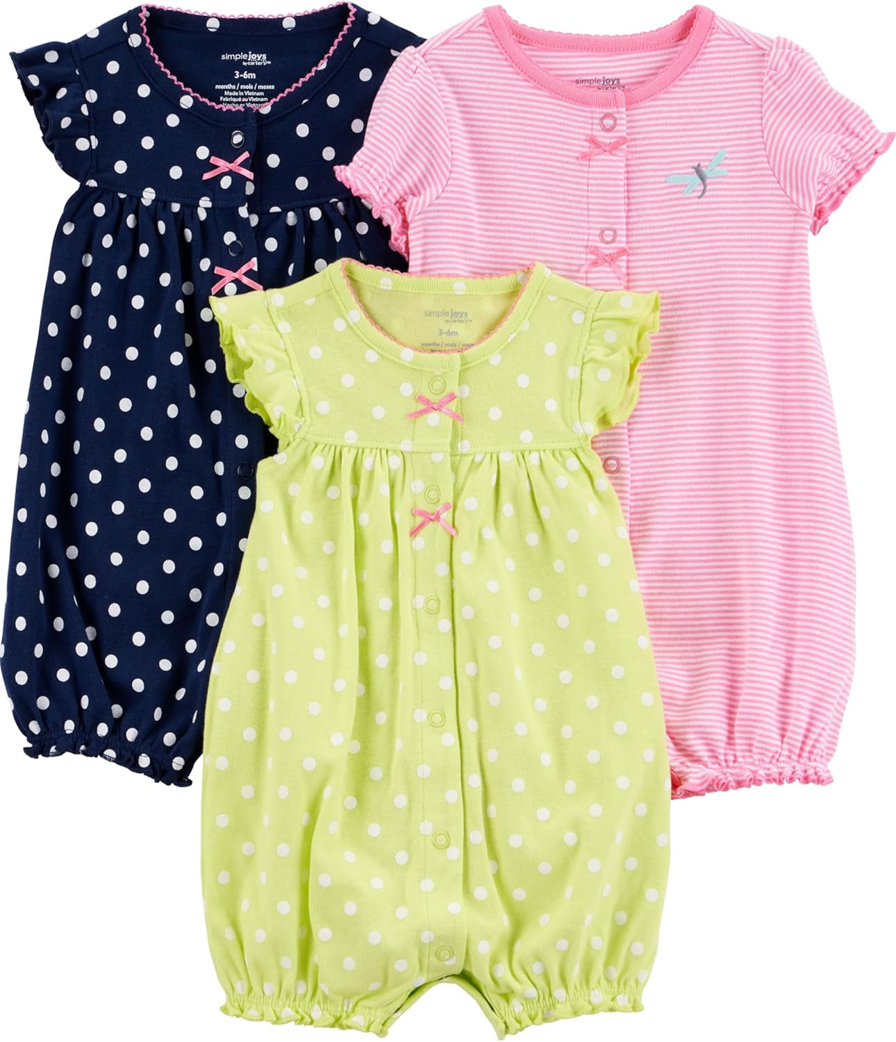 Baby-Girls 3-Pack Snap-Up Rompers