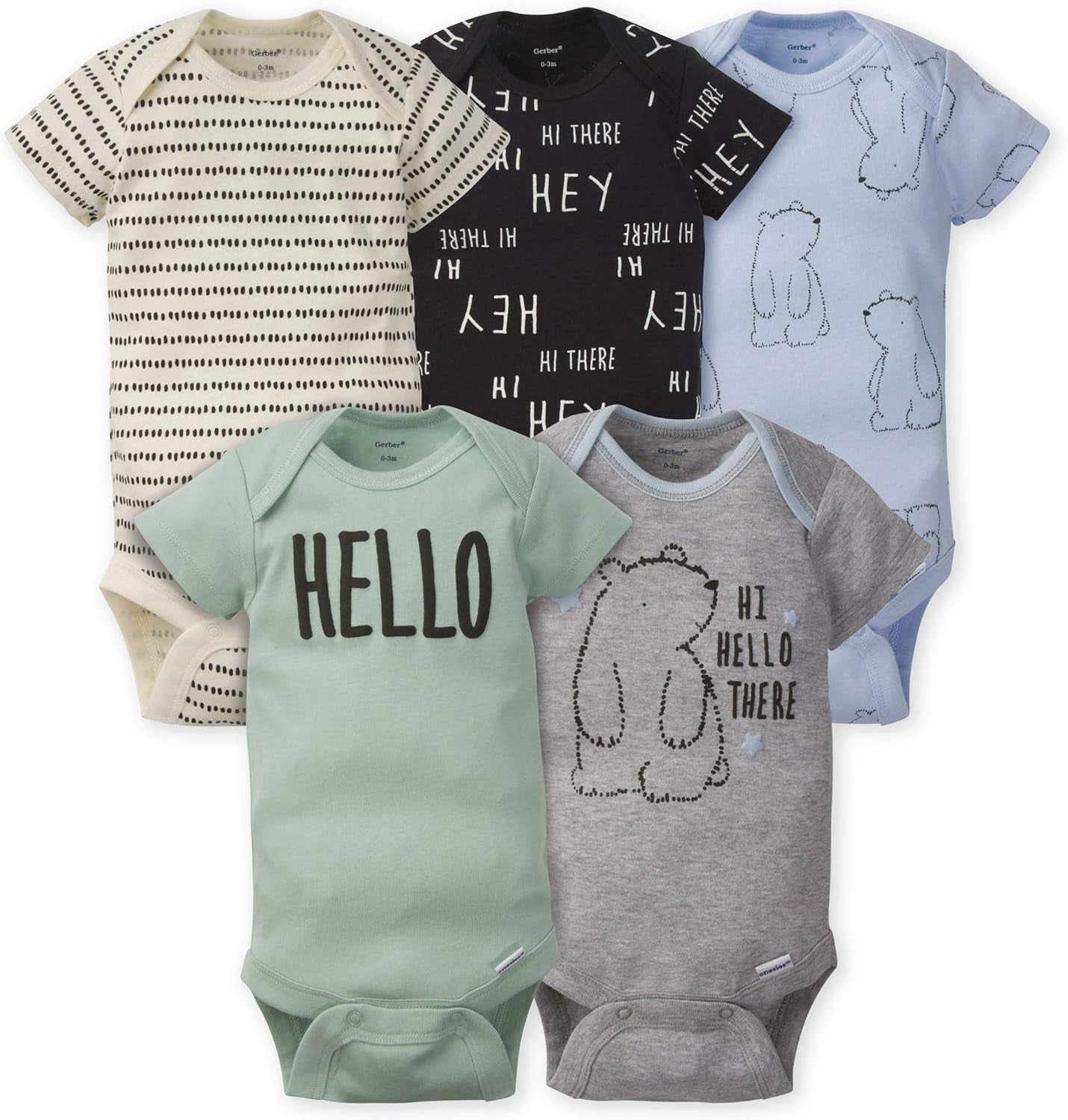Baby-Boys 5-Pack Short Sleeve Variety Onesies Bodysuits