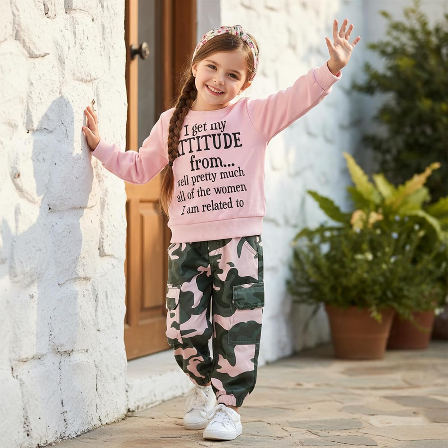 Toddler Girls Clothes 2T 3T 4T 5T Fall Outfits Baby Pullover Sweatshirt & Camouflage Pants Set Kids Winter Sweatsuit
