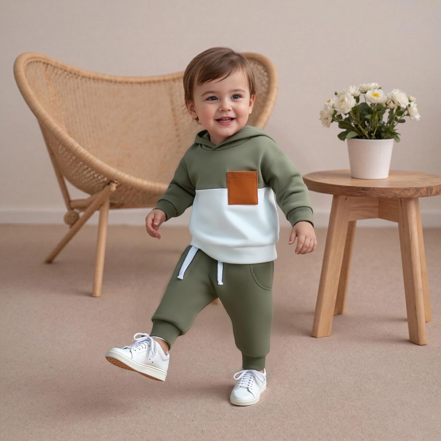 Infant Baby Boy Fall Winter Clothes Outfits Hooded Long Sweatshirt Pants Set Toddler Clothes 6 12 18 24 Months 2T
