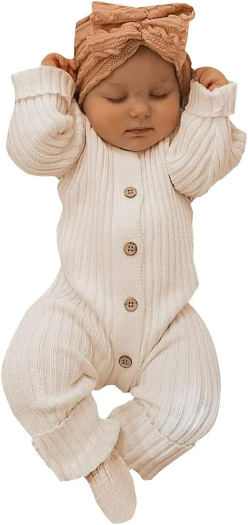 Lovely Solid Color Baby Long Sleeve Jumpsuit Baby Girl Bodysuit