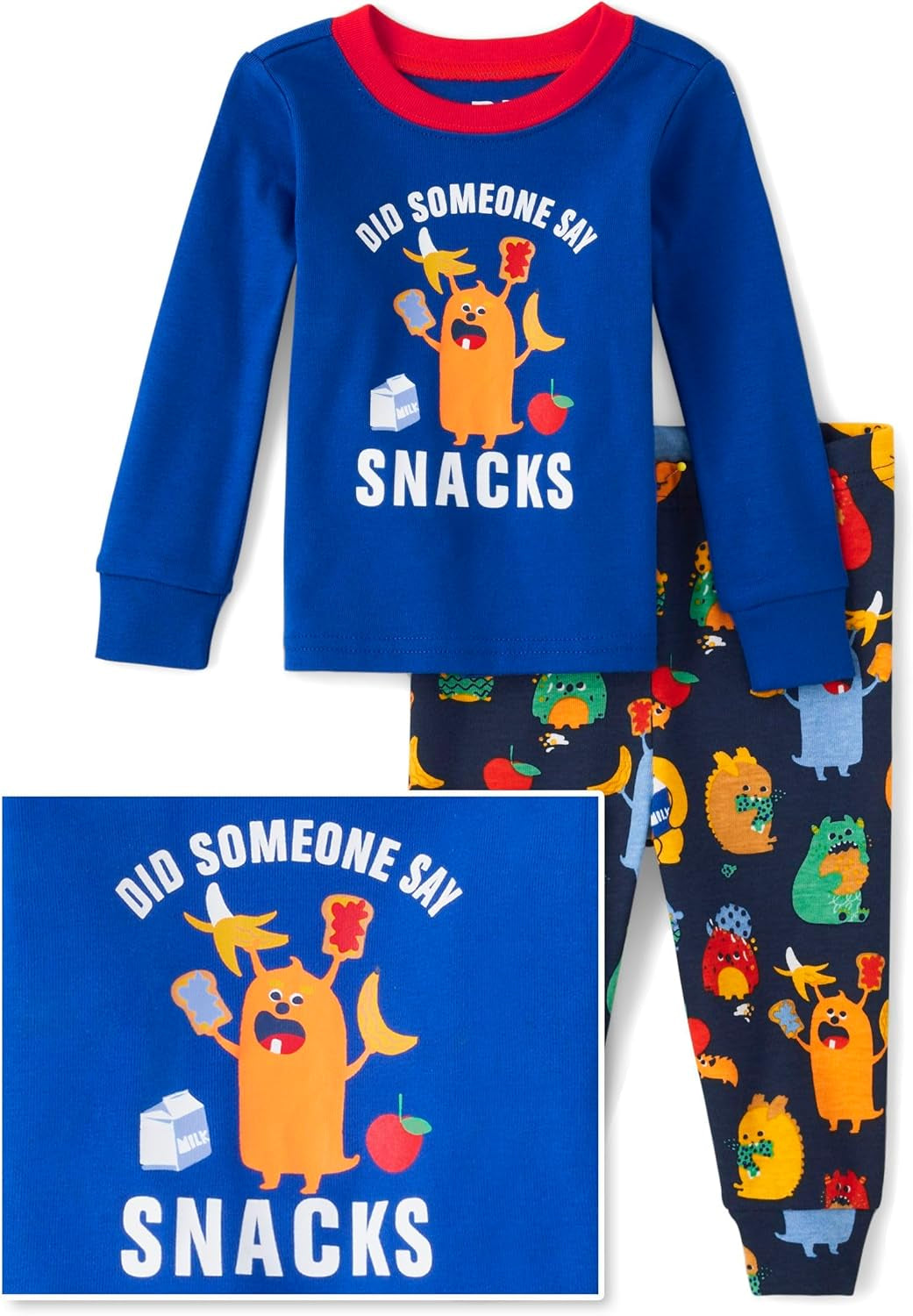 Baby Boys Button Long Sleeve Top and Pants Snug Fit 100% Cotton 2 Piece Pajama Set