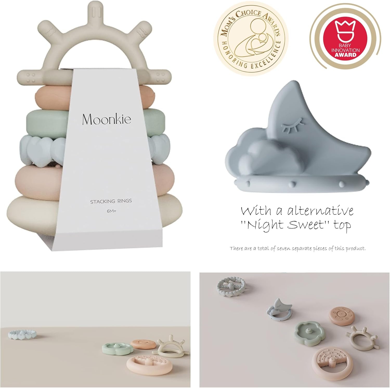 Stacks of Circles Soft Teething Toy | Educational Learning Baby Toy | Stacking Ring Toys for Babies Boy and Girl | 7 Piece Teethers Set