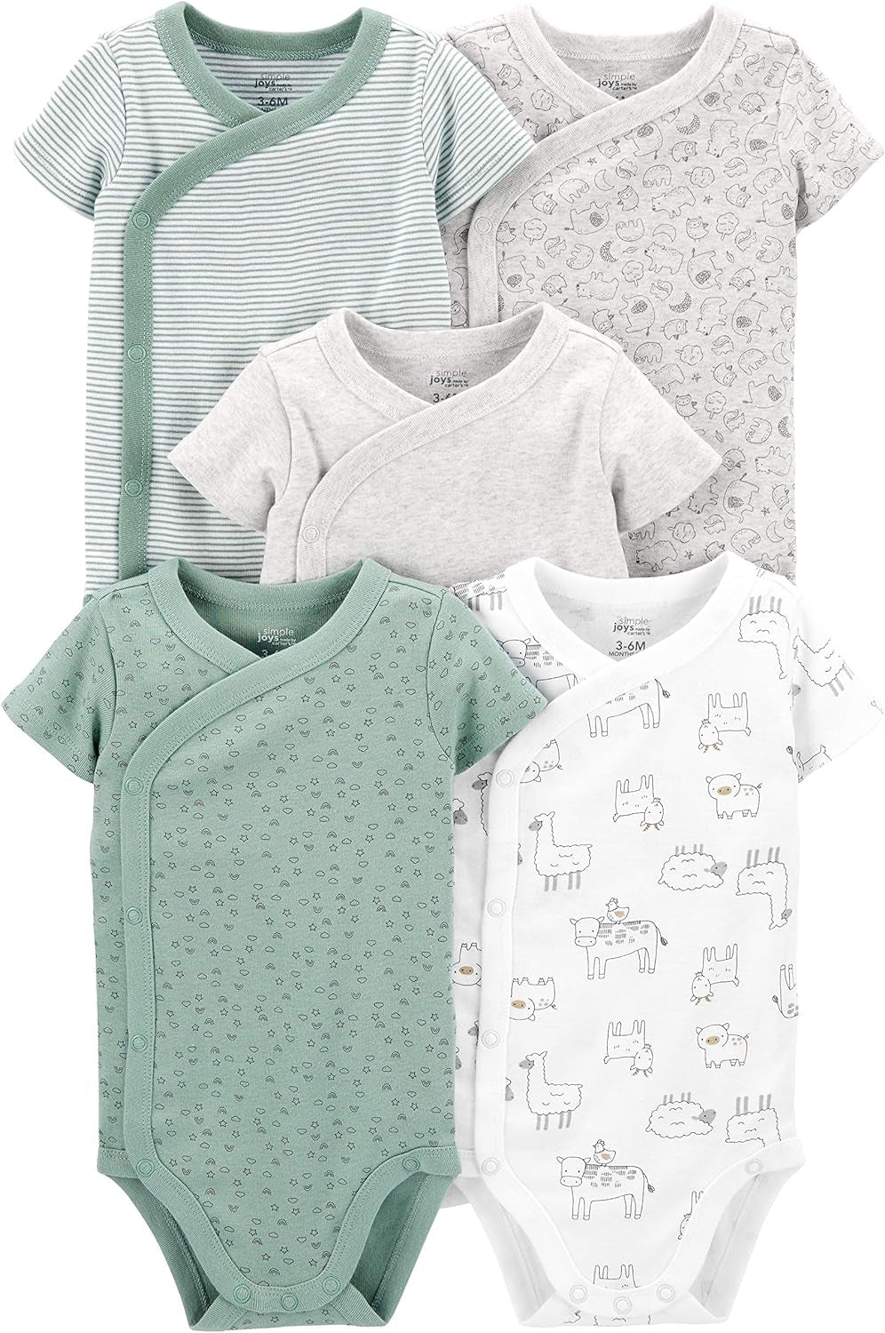 Unisex-Baby 5-Pack Side Snap Short-Sleeve Bodysuit