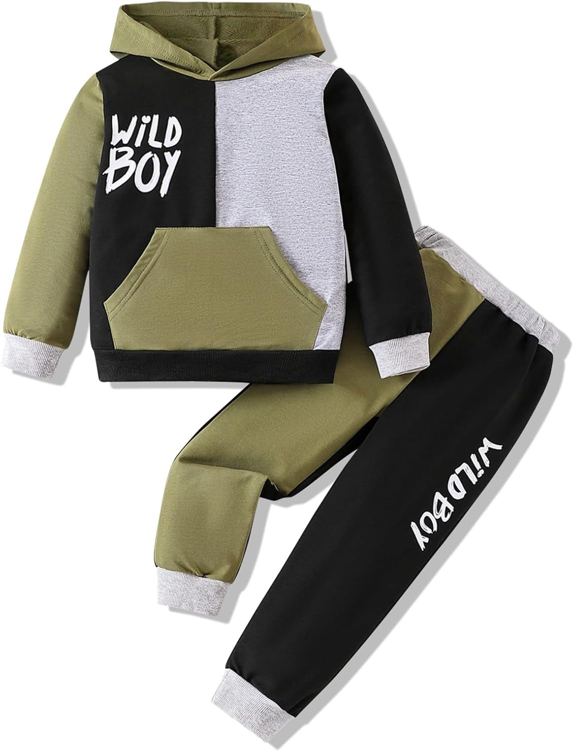 2-6T Toddler Baby Boy Clothes Color Blocking Hoodies + Pants Fall Winter Outfits