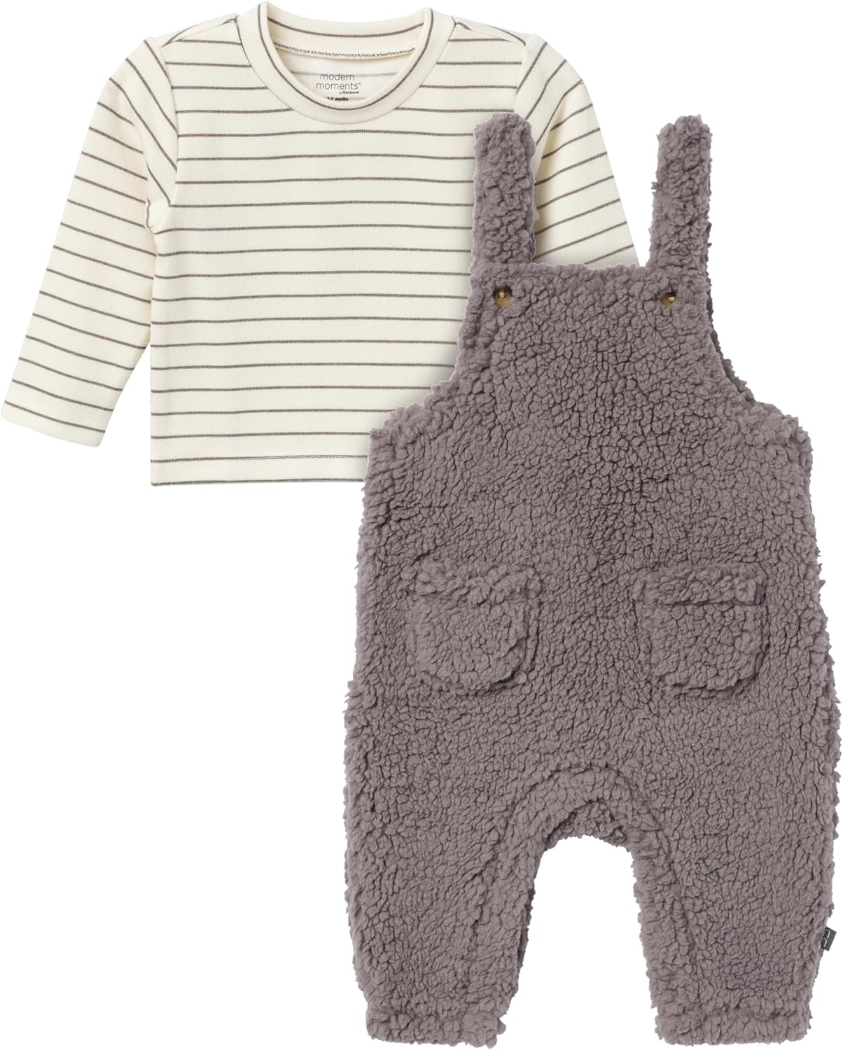 Unisex-Baby 2-Piece Microplush Overall Set