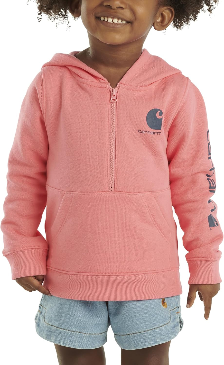 Girls Long-Sleeve Half-Zip Hooded Sweatshirt