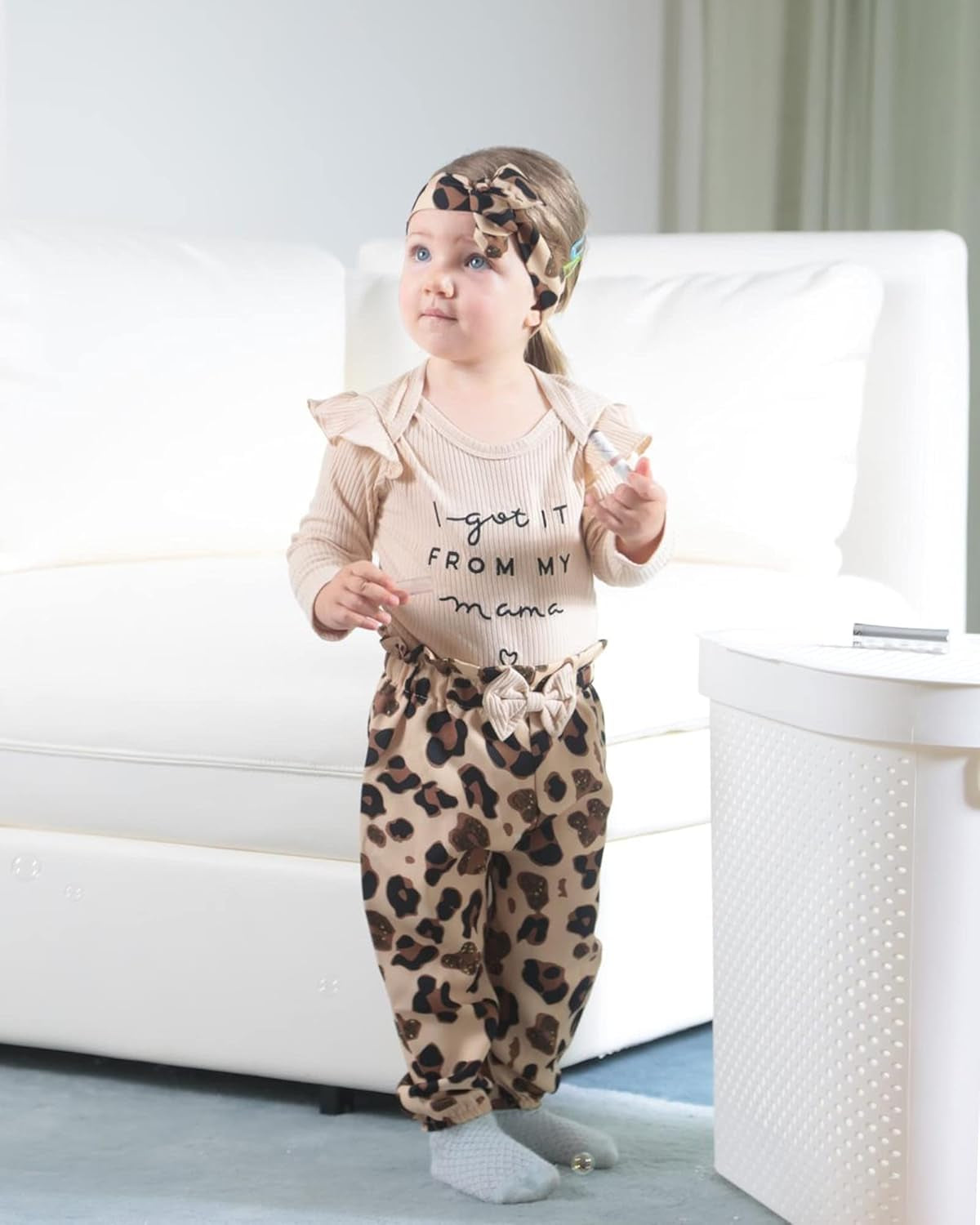 Baby Girls Clothes Newborn Infant Baby Girls Outfit Long Sleeve Ruffle Romper Floral Pants Headband Sets 0-18 Months