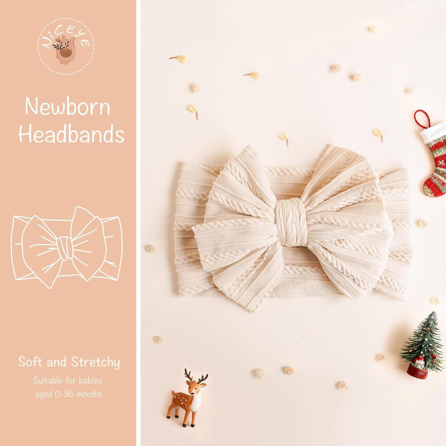 Handmade Baby Headbands Soft Stretchy Nylon Hair Bands with Bows for Newborn Infant Baby Toddler Girls- Pack of 6