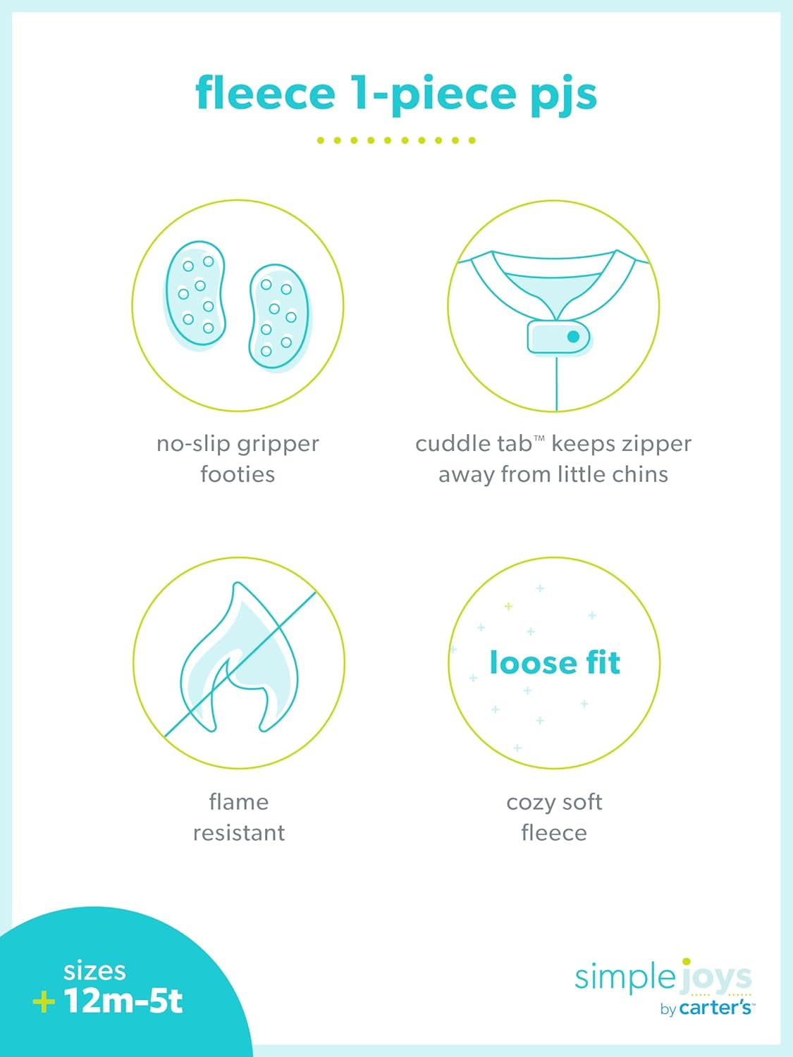 Baby-Boys Loose-Fit Flame Resistant Fleece Footed Pajamas