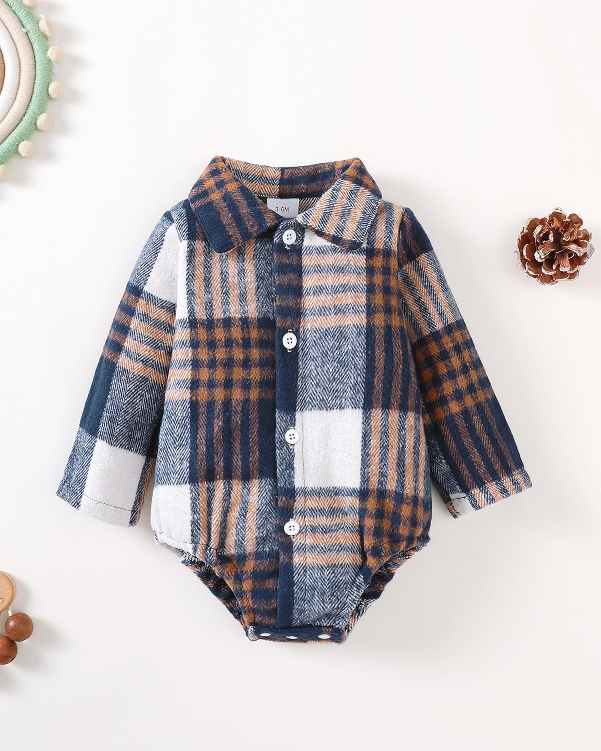Baby Boy Clothes Flannel Plaid Bodysuit+Corduroy Overalls+Beret Hat 3Pcs Fall Winter Outfits for 3-24 Months Boys