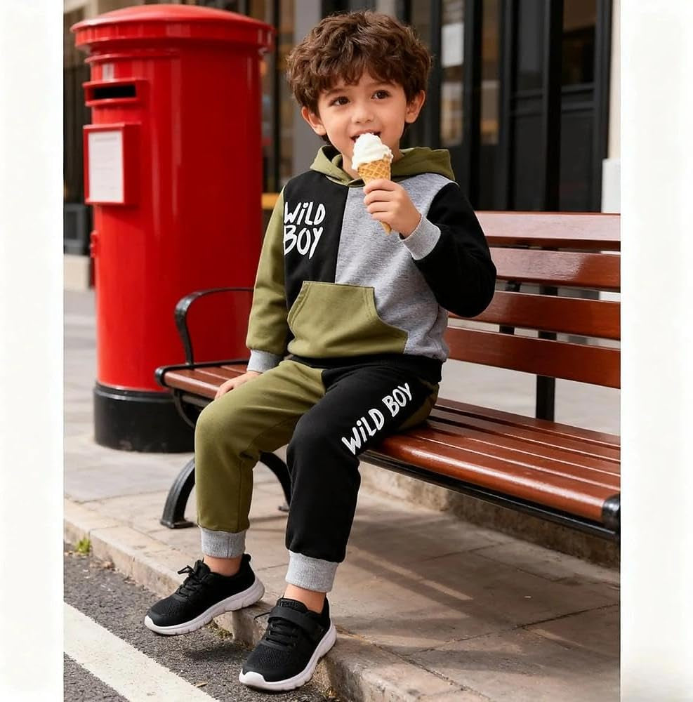 2-6T Toddler Baby Boy Clothes Color Blocking Hoodies + Pants Fall Winter Outfits