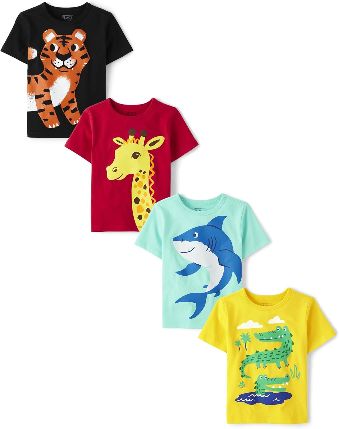 Baby-Boys and Toddler Dinos,Animals,Cars Short Sleeve Graphic T-Shirts,4 Pack