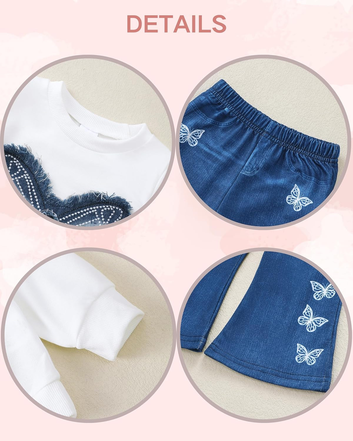 Toddler Baby Girl Clothes Fall Winter Outfits Gifts Sweatshirt Bell Bottom Jeans Pants for 12Months-5 Year Girls