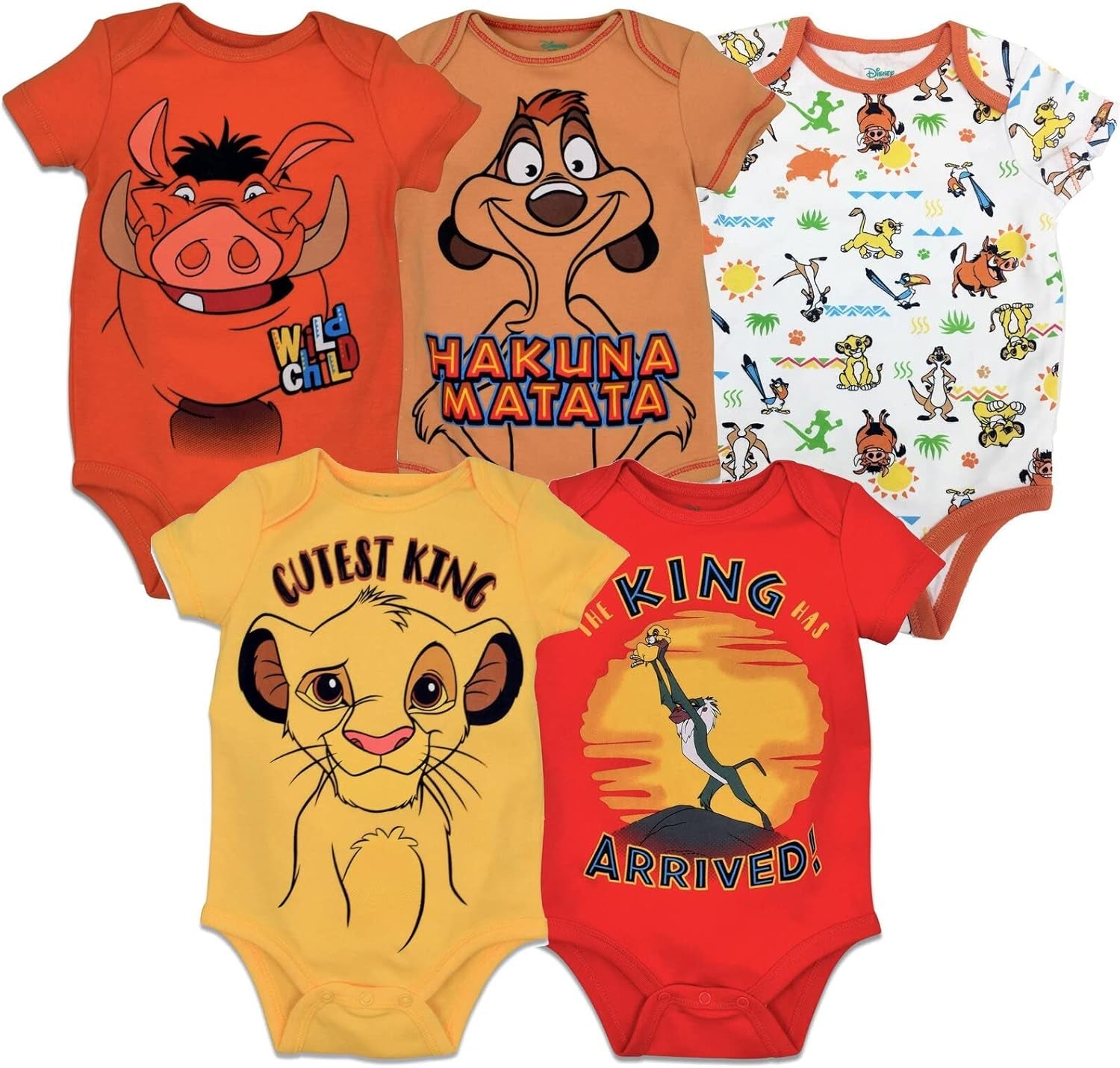 Baby 5 Pack Bodysuits Newborn to Infant Sizes (Newborn - 24 Months)