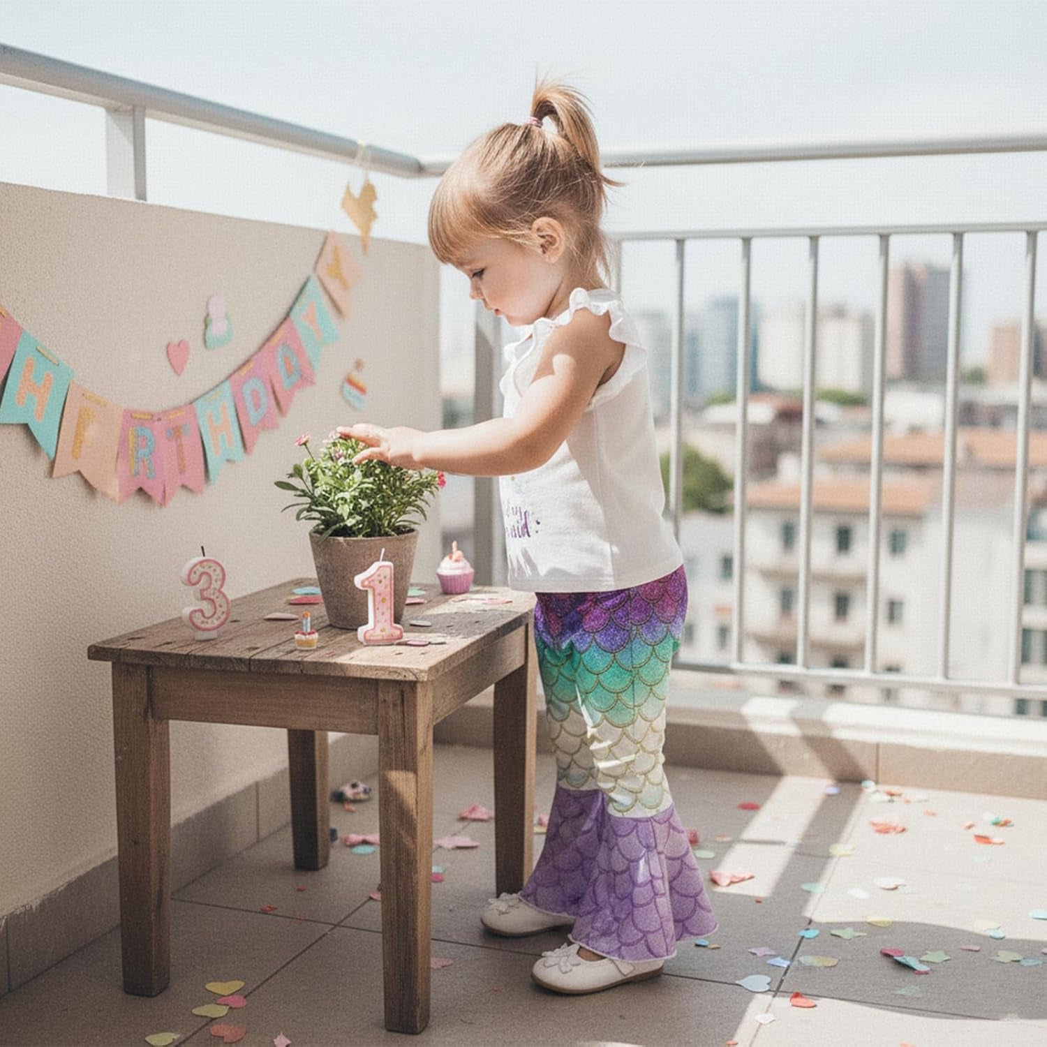 Toddler Baby Girl Birthday Mermaid Outfit 2Nd 3Rd 4Th T-Shirt Top with Mermaid Pants Summer Cake Smash Clothes Set