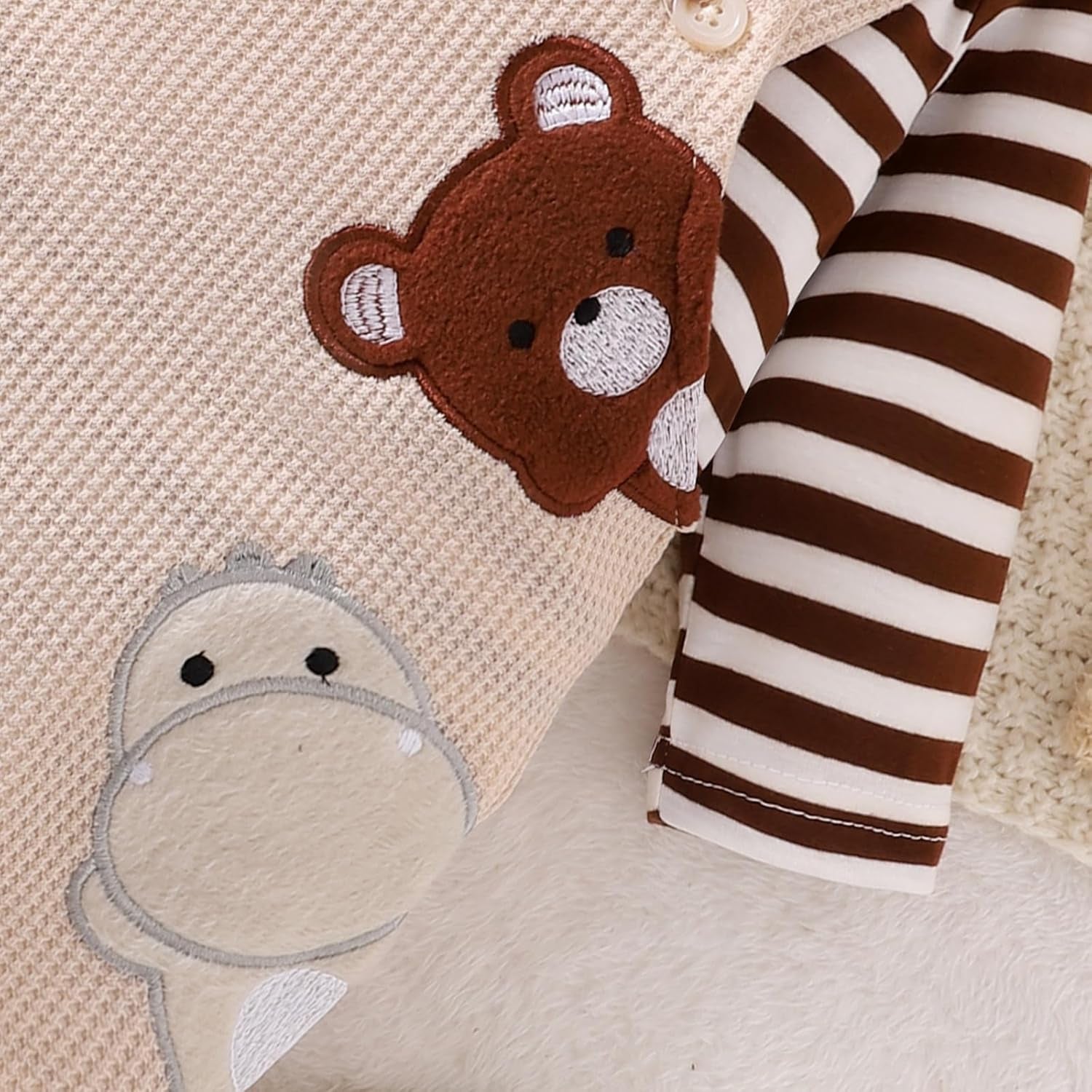 Baby Boy Clothes Newborn Striped Romper Fall Outfits + Infant Cartoon Suspender Overall + Cute Hat 3 Pcs 0-18 Months