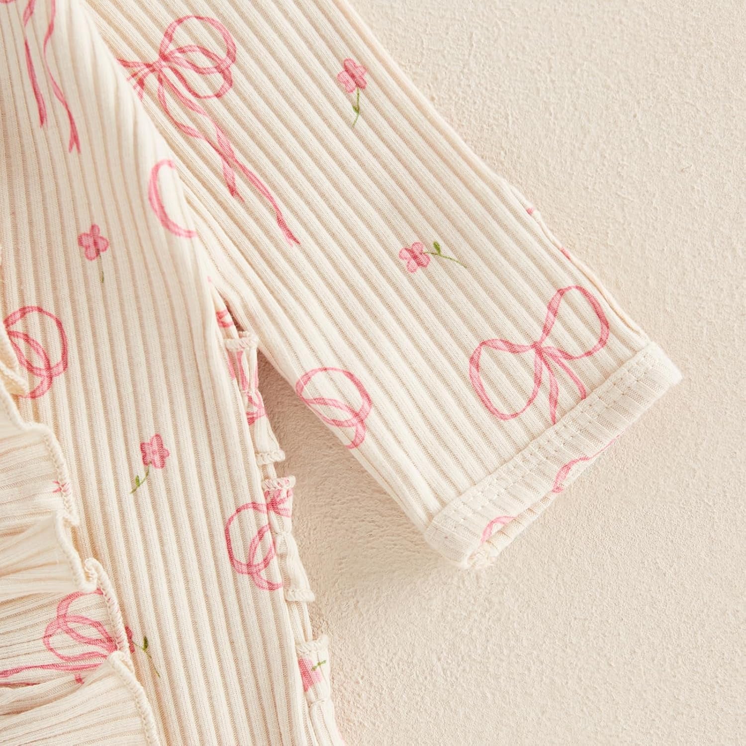 Newborn Baby Girl Coming Home Outfit Ruffle Romper Onesie Cute Ribbed Knit Jumpsuit Winter Clothes and Headband