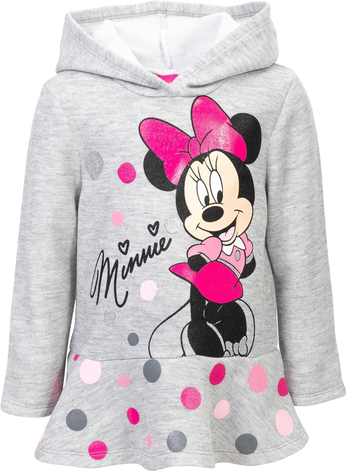 Minnie Mouse Fleece Pullover Crossover Hoodie and Leggings Outfit Set Infant to Big Kid Sizes (12 Months - 14-16)