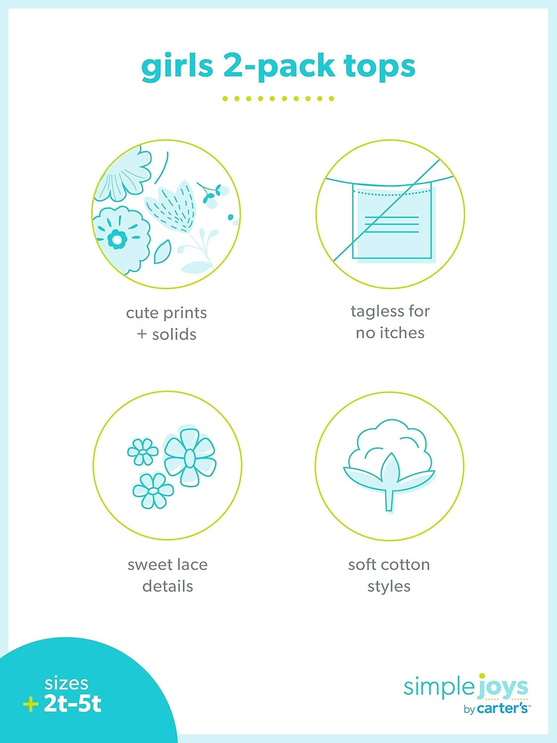 Girls Long-Sleeve Shirts, Pack of 3