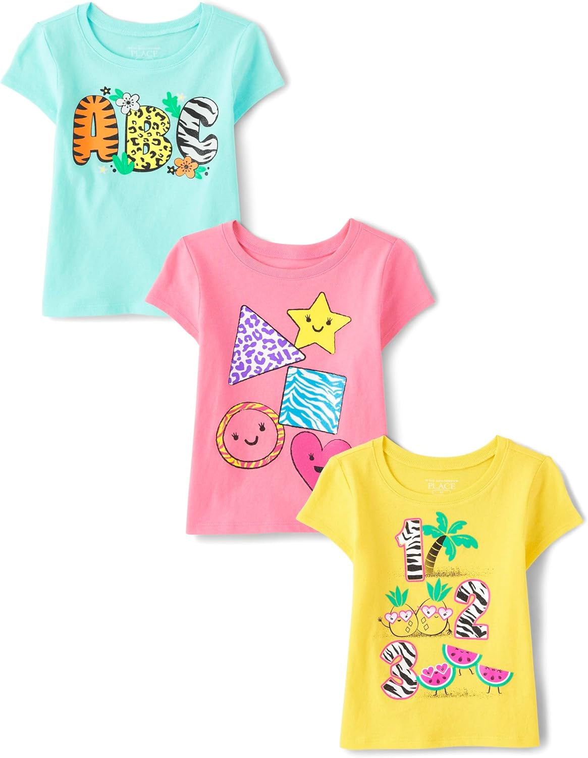 Baby-Girls and Toddler School,Learning Short Sleeve Graphic T-Shirts,3 Pack