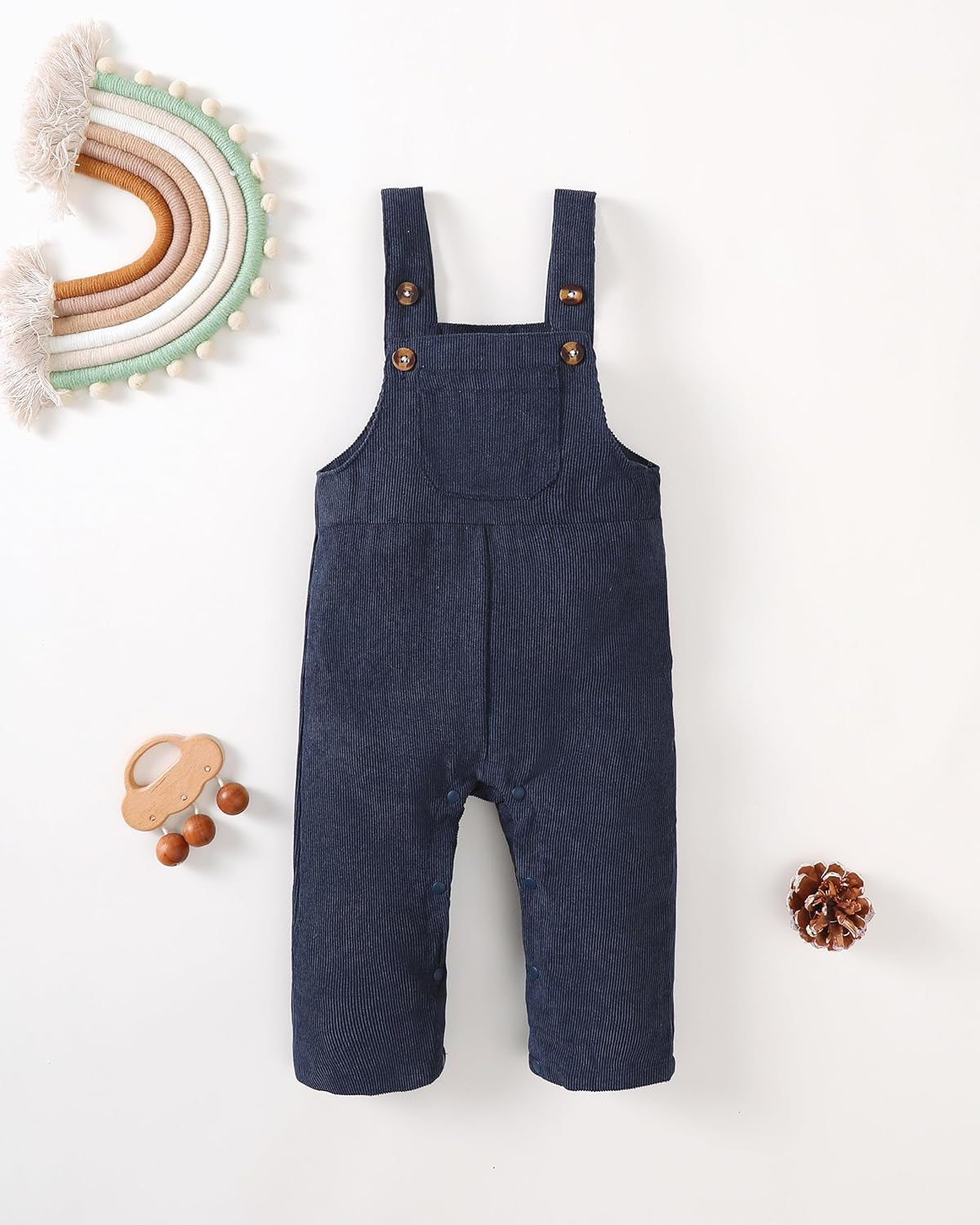 Baby Boy Clothes Flannel Plaid Bodysuit+Corduroy Overalls+Beret Hat 3Pcs Fall Winter Outfits for 3-24 Months Boys