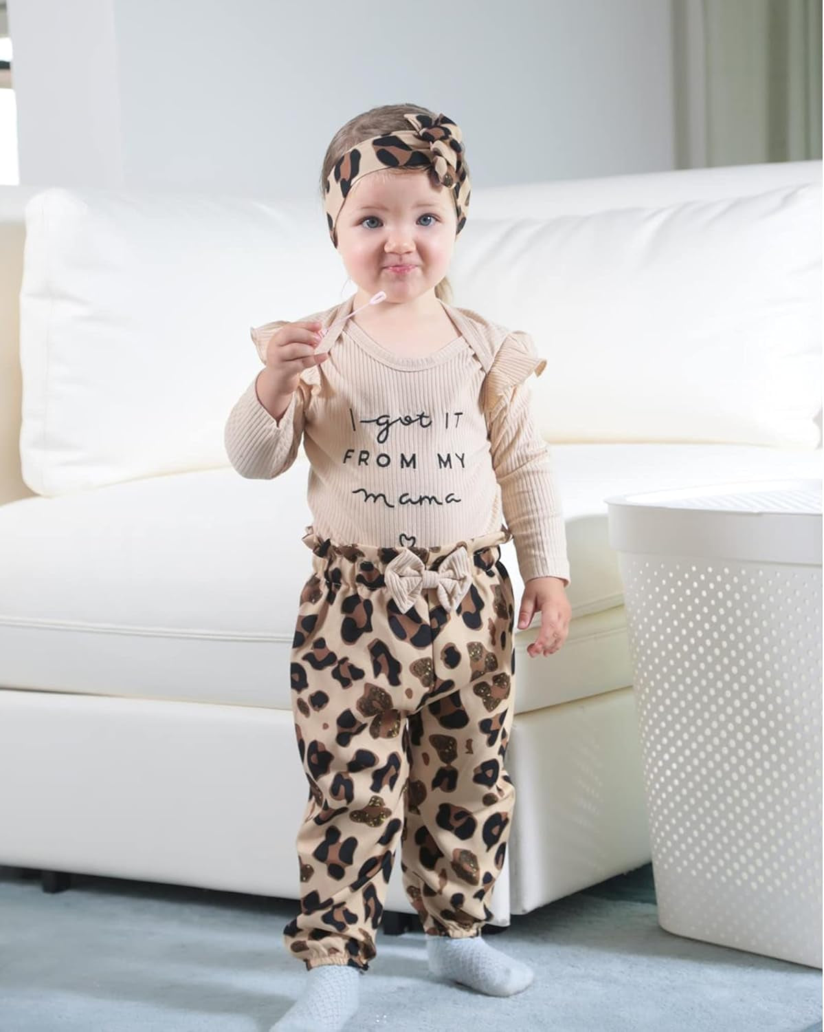 Baby Girls Clothes Newborn Infant Baby Girls Outfit Long Sleeve Ruffle Romper Floral Pants Headband Sets 0-18 Months