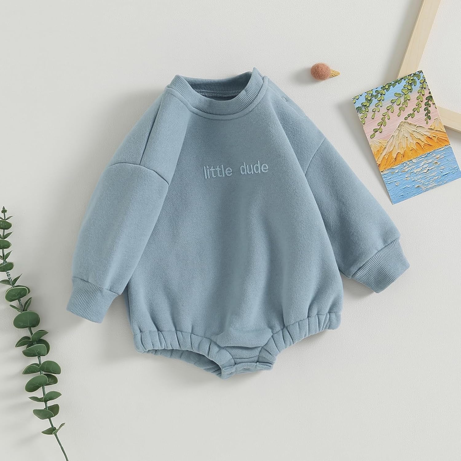 Newborn Infant Baby Boy Girls Oversized Romper Little Dude Sweater Onesie Coming Home Outfit Neutral Clothes