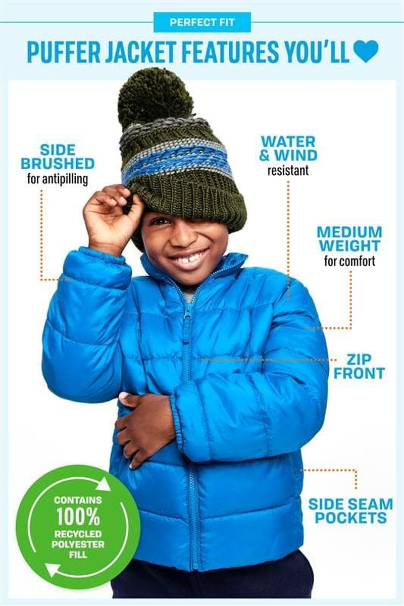 Baby and Toddler Boys' Medium Weight Wind-Resistant, Water-Resistant Puffer Jacket