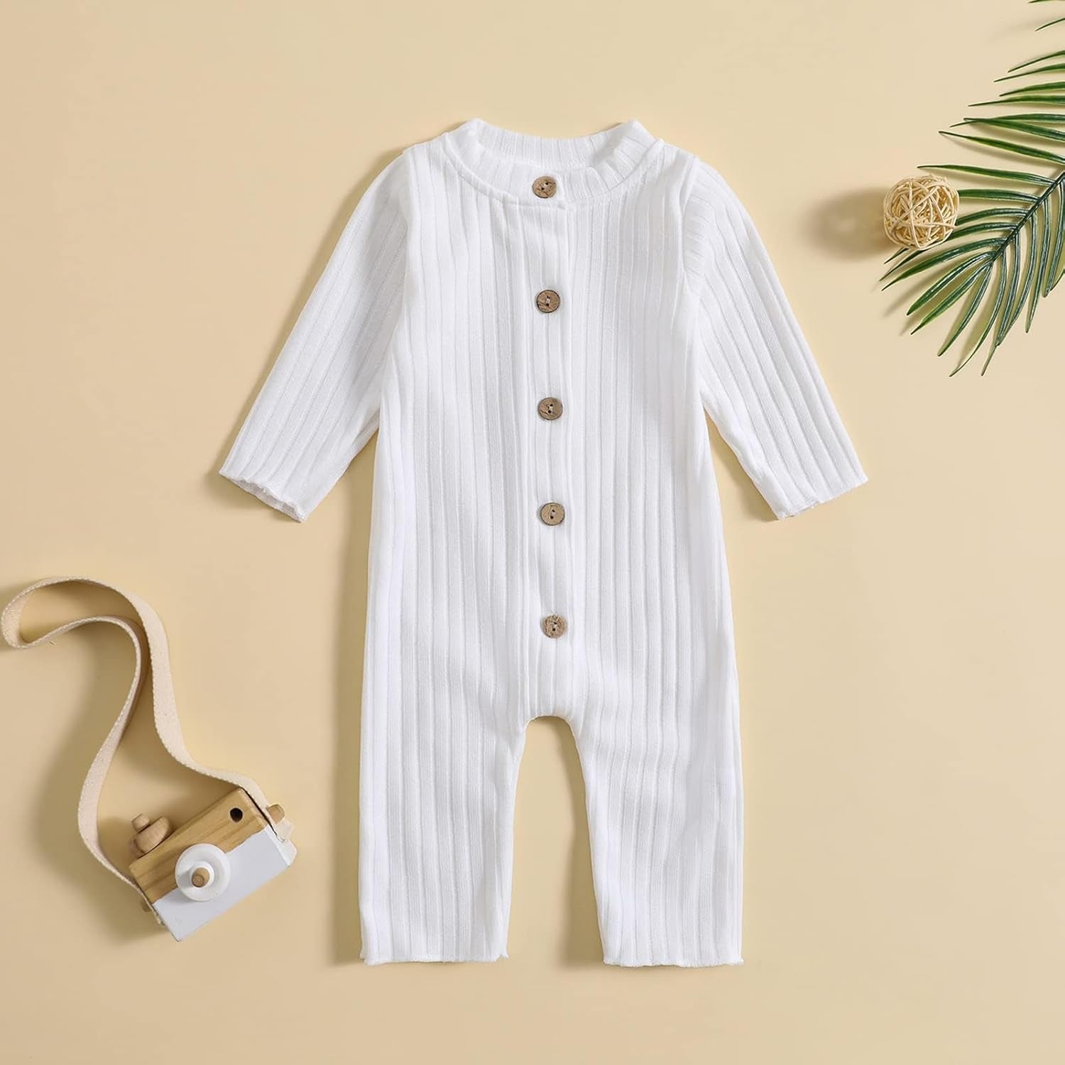 Lovely Solid Color Baby Long Sleeve Jumpsuit Baby Girl Bodysuit