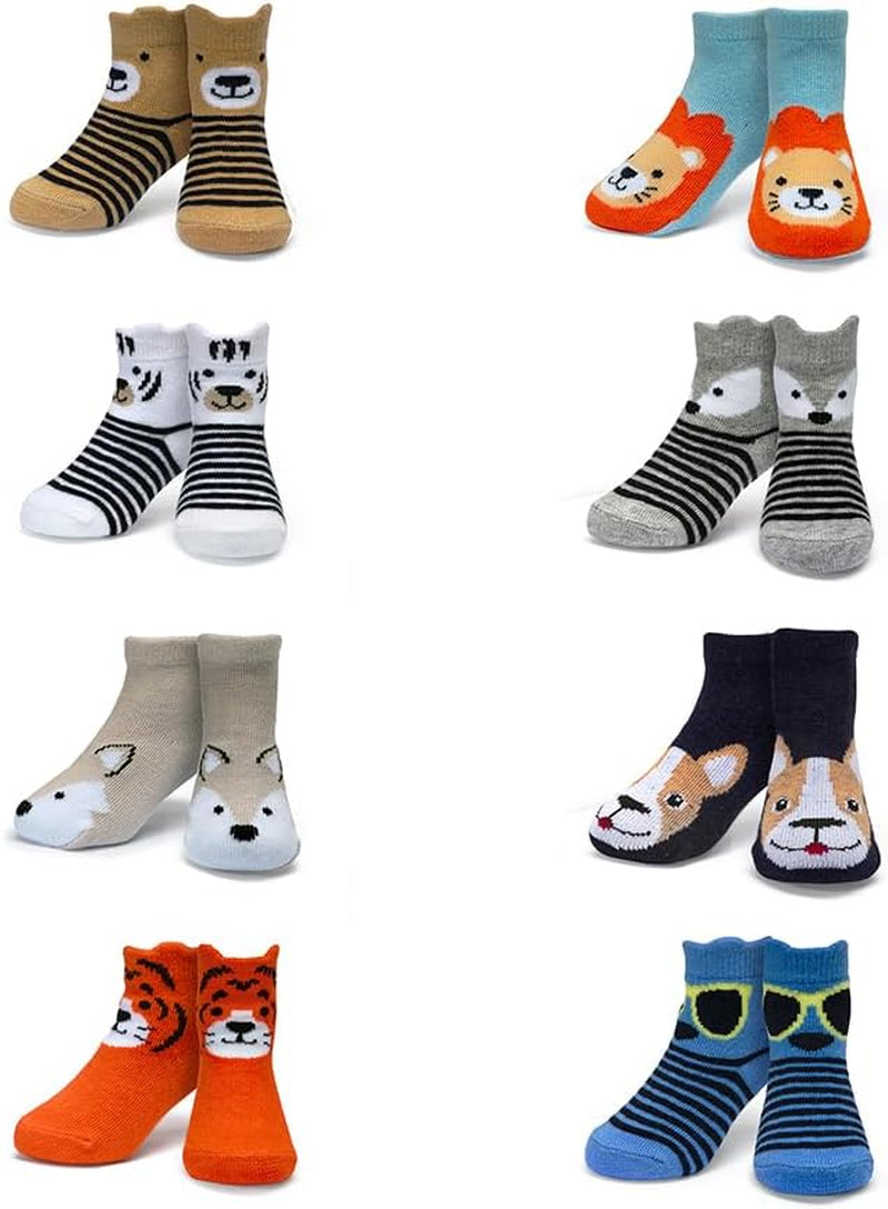 8-Pack Baby Socks, Animal Charter Themed, 0-12 Months