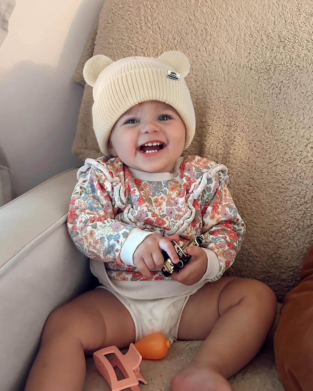 Baby Beanie Winter Hat with Bear Ear for Infant Toddler Boys Girls Soft Knitted Skull Cap