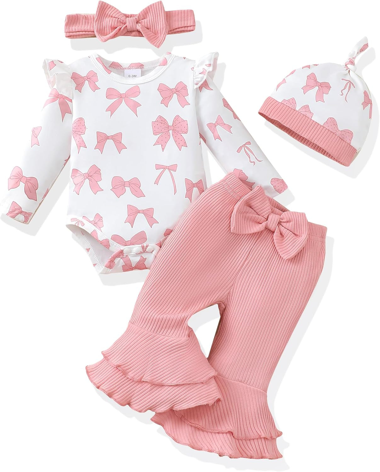 Preemie Newborn Baby Girl Clothes Infant Romper Fall Winter Outfits Gifts for Girls Cute Bell Bottoms Pant Sets