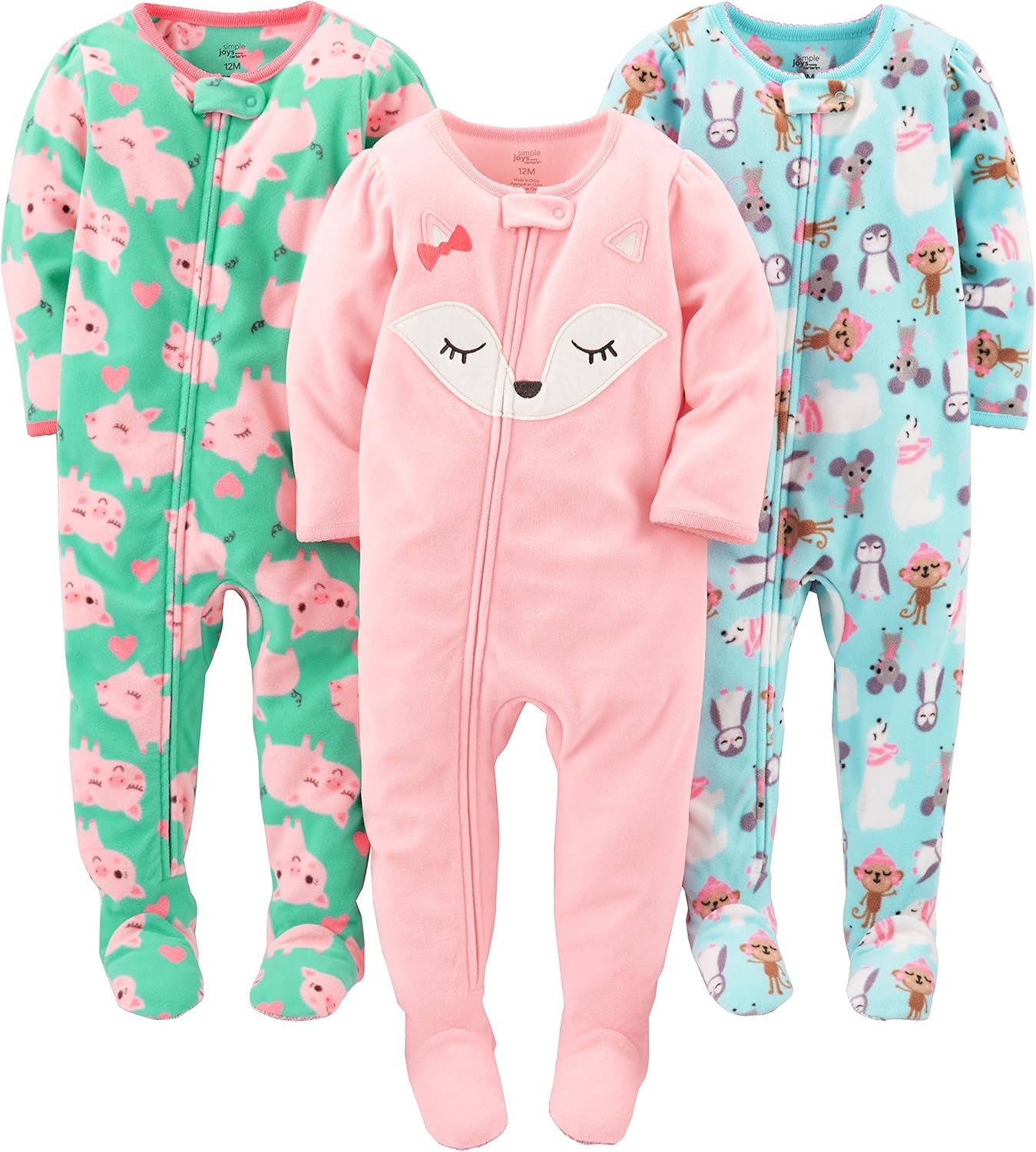 Girls Loose-Fit Flame Resistant Fleece Footed Pajamas