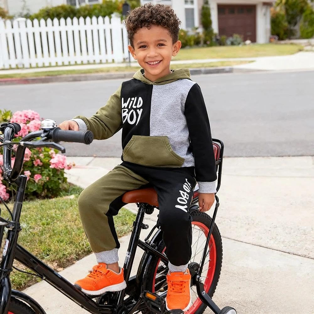 2-6T Toddler Baby Boy Clothes Color Blocking Hoodies + Pants Fall Winter Outfits