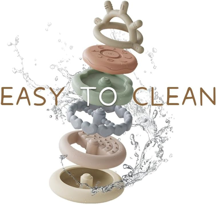 Stacks of Circles Soft Teething Toy | Educational Learning Baby Toy | Stacking Ring Toys for Babies Boy and Girl | 7 Piece Teethers Set