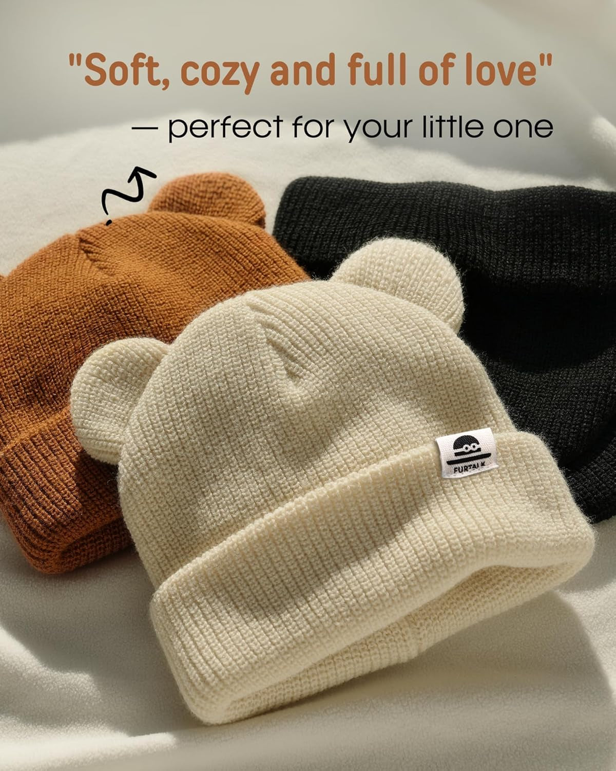 Baby Beanie Winter Hat with Bear Ear for Infant Toddler Boys Girls Soft Knitted Skull Cap