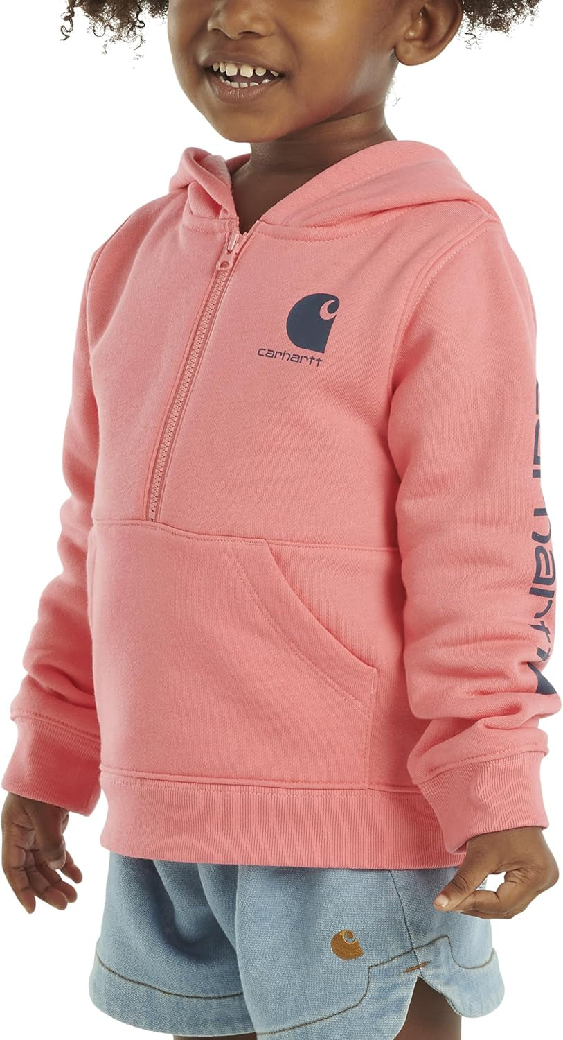 Girls Long-Sleeve Half-Zip Hooded Sweatshirt